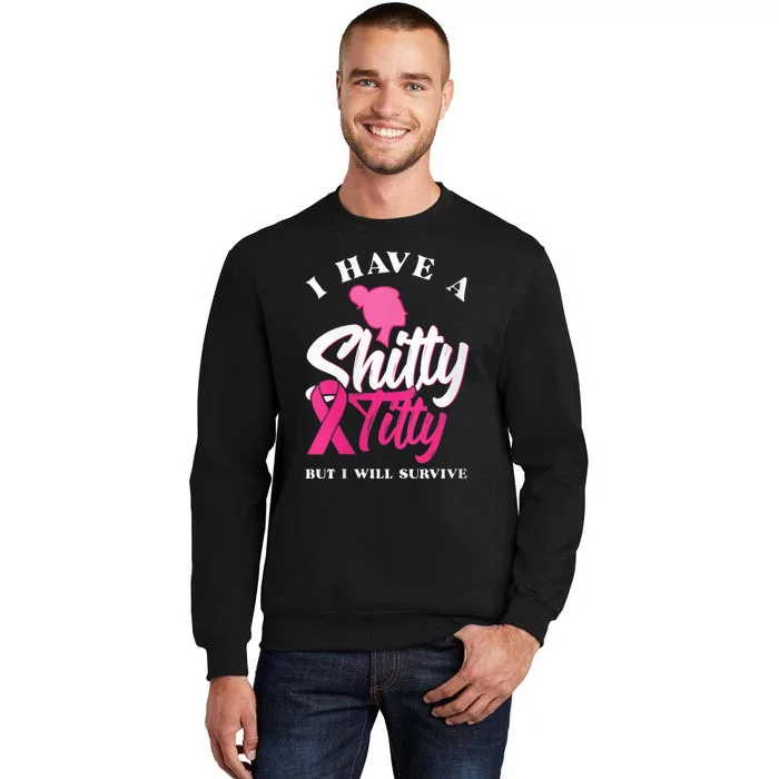 Wo I Have A Shitty Titty But I Will Survive Breast Cancer Sweatshirt