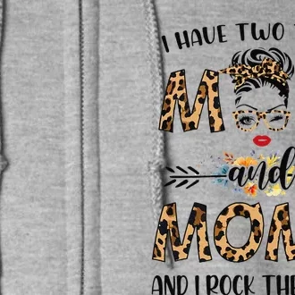 Womens I Have Two Titles Mom And Momo Leopard Mother's Day Gift Full Zip Hoodie