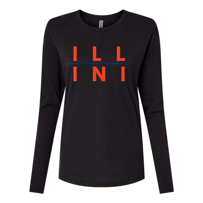 Womens Illinois IL Fans Womens Cotton Relaxed Long Sleeve T-Shirt