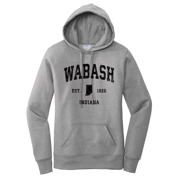 Wabash Indiana In Vintage Established Athletic Women's Pullover Hoodie