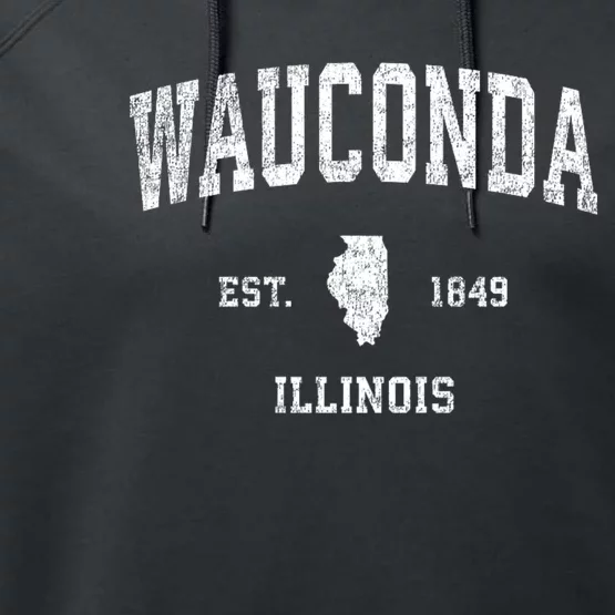 Wauconda Illinois Il Vintage Sports Performance Fleece Hoodie