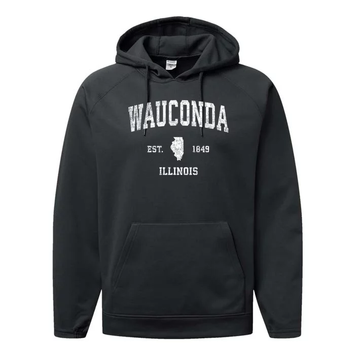 Wauconda Illinois Il Vintage Sports Performance Fleece Hoodie