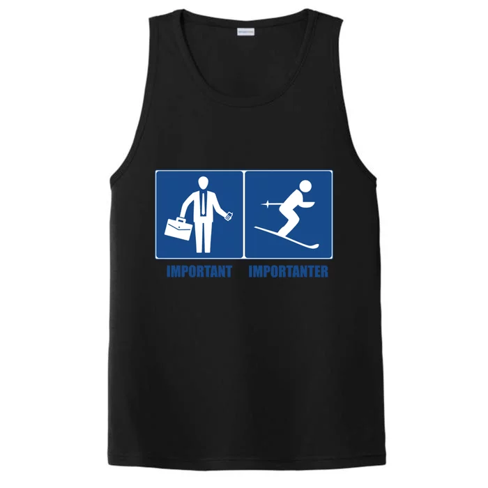 Work Is Important Skiing Is Importanter Cool Gift Performance Tank