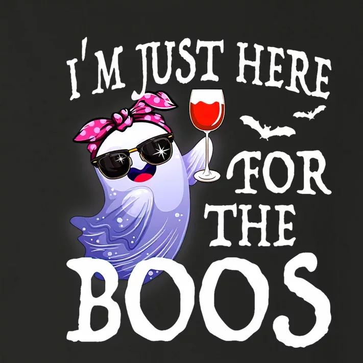 Women Im Just Here For The Boos Cute Halloween Ghost Wine Toddler Long Sleeve Shirt