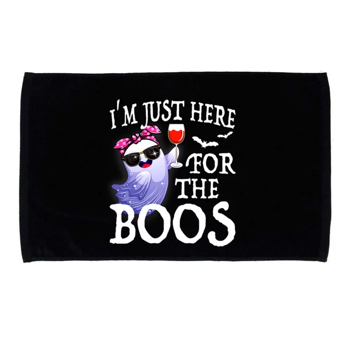 Women Im Just Here For The Boos Cute Halloween Ghost Wine Microfiber Hand Towel