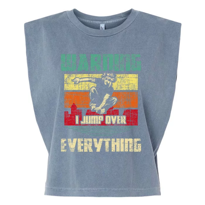 Warning I Jump Over Everything Parkour Enthusiast Garment-Dyed Women's Muscle Tee