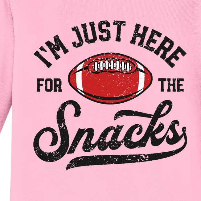 Wo I'm Just Here For The Snacks Funny Fantasy Football League V-Neck Baby Long Sleeve Bodysuit