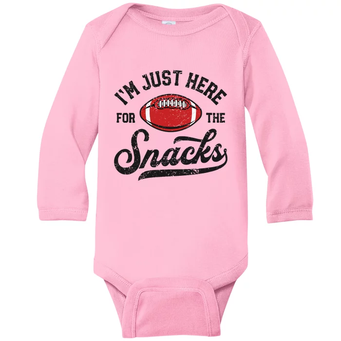 Wo I'm Just Here For The Snacks Funny Fantasy Football League V-Neck Baby Long Sleeve Bodysuit