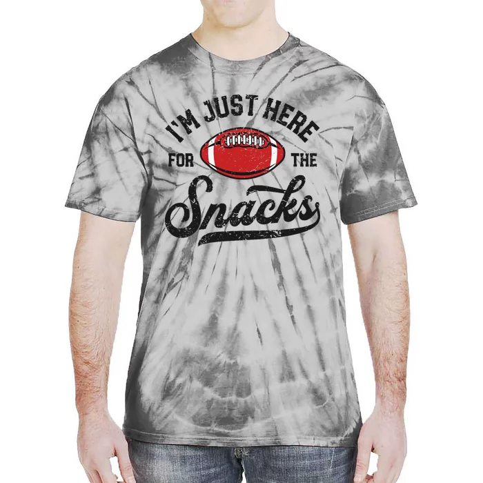 Wo I'm Just Here For The Snacks Funny Fantasy Football League V-Neck Tie-Dye T-Shirt