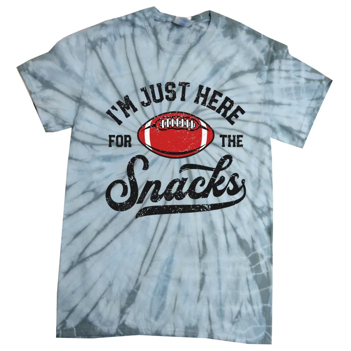 Wo I'm Just Here For The Snacks Funny Fantasy Football League V-Neck Tie-Dye T-Shirt