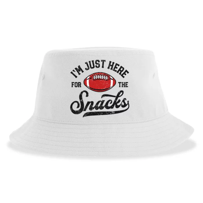 Wo I'm Just Here For The Snacks Funny Fantasy Football League V-Neck Sustainable Bucket Hat