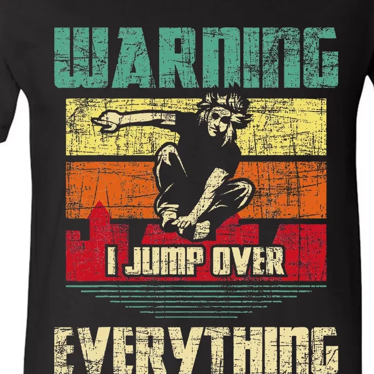 Warning I Jump Over Everything Parkour Enthusiast V-Neck T-Shirt