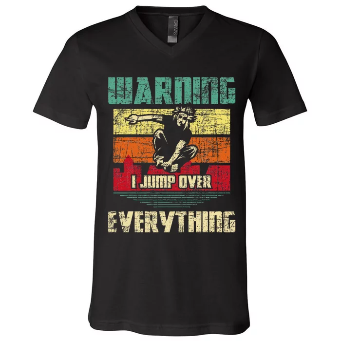 Warning I Jump Over Everything Parkour Enthusiast V-Neck T-Shirt