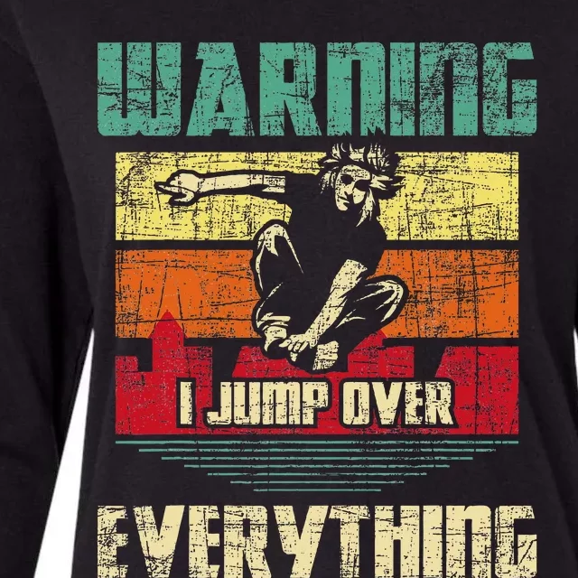 Warning I Jump Over Everything Parkour Enthusiast Womens Cotton Relaxed Long Sleeve T-Shirt