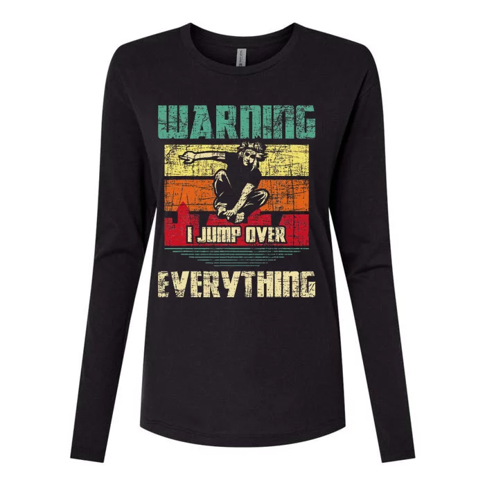 Warning I Jump Over Everything Parkour Enthusiast Womens Cotton Relaxed Long Sleeve T-Shirt