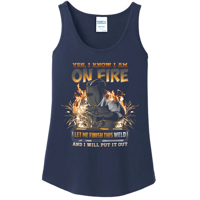 Welder I Know I'm on Fire Funny Ladies Essential Tank