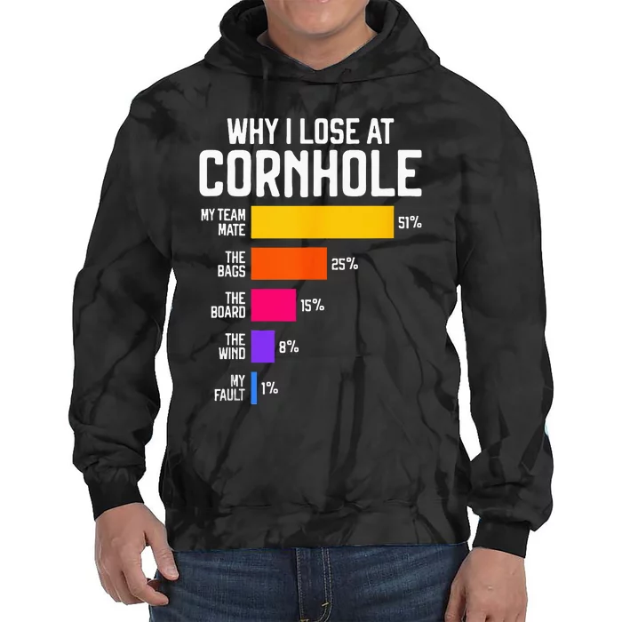 Why I Lose At Cornhole Humor Toss Like A Boss Tie Dye Hoodie