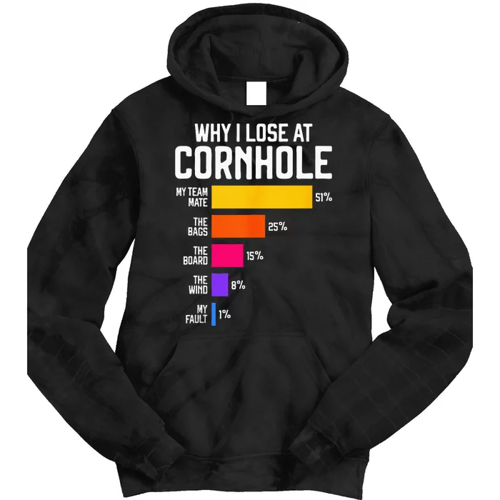 Why I Lose At Cornhole Humor Toss Like A Boss Tie Dye Hoodie