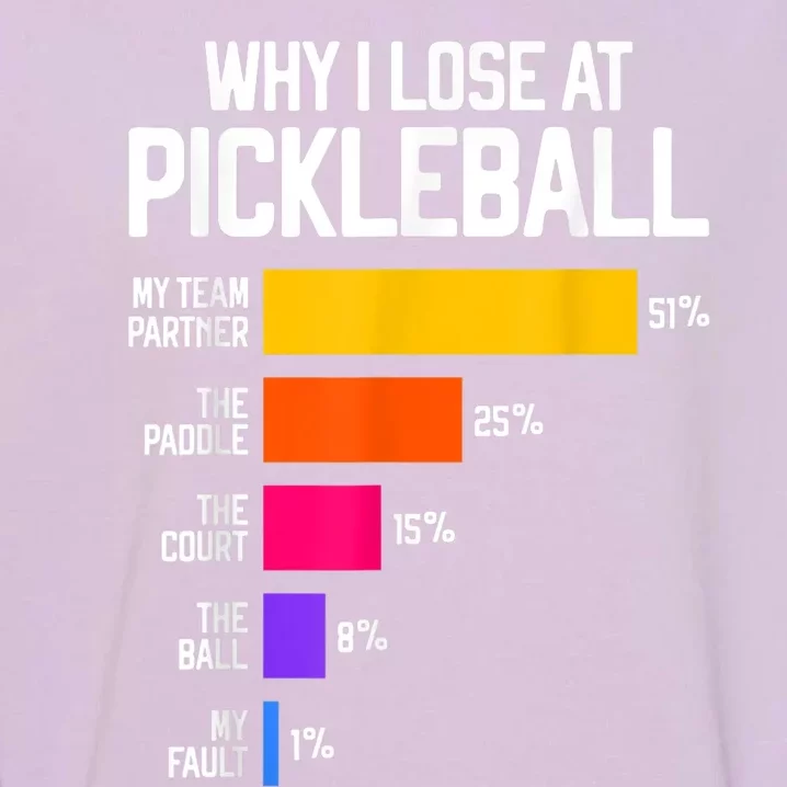 Why I Lose At Pickleball Humor Funny Pickleballers Garment-Dyed Sweatshirt