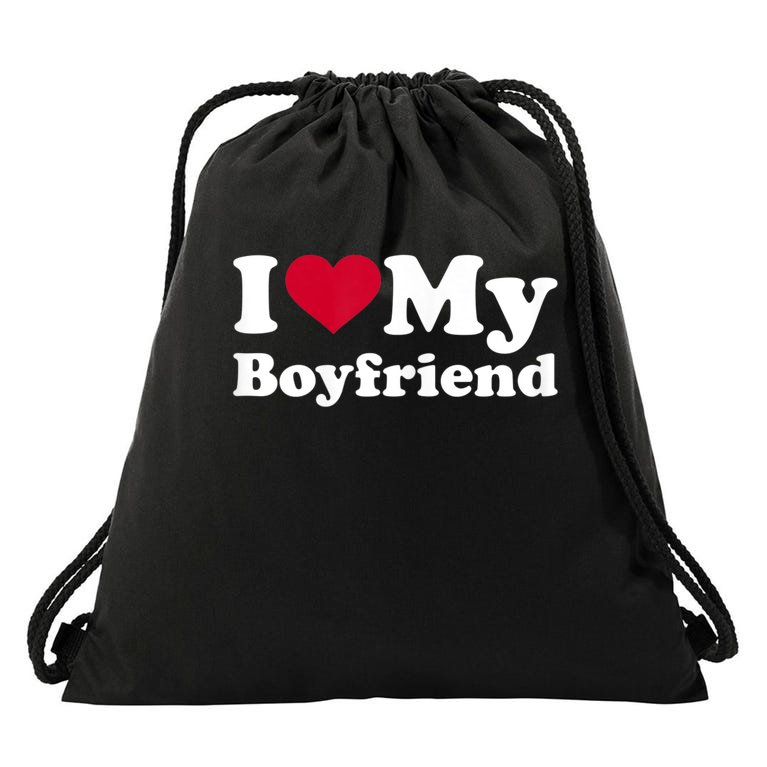 Womens I Love My Boyfriend Drawstring Bag