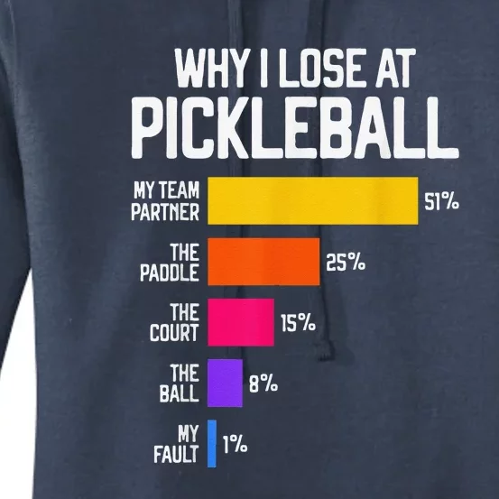 Why I Lose At Pickleball Humor Funny Pickleballers Women's Pullover Hoodie