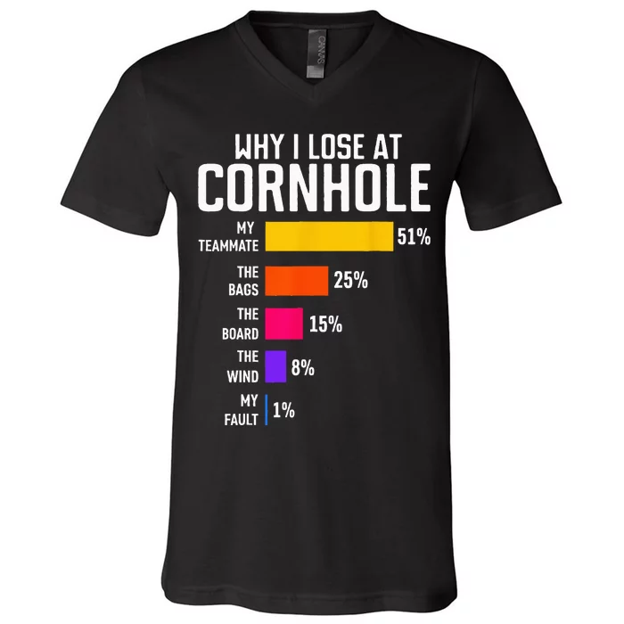 Why I Lose At Cornhole Funny Cornhole Player V-Neck T-Shirt