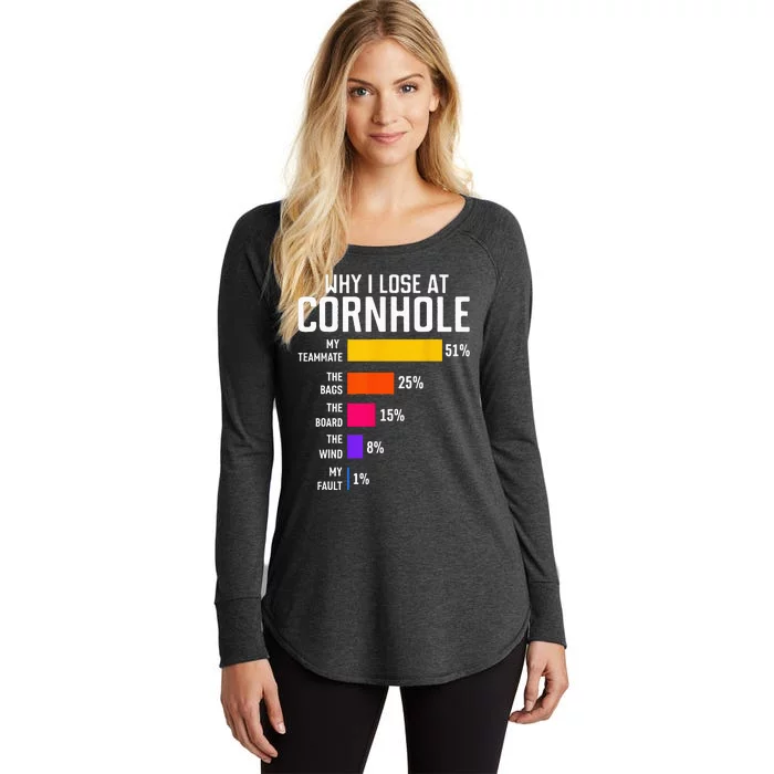 Why I Lose At Cornhole Funny Cornhole Player Women's Perfect Tri Tunic Long Sleeve Shirt