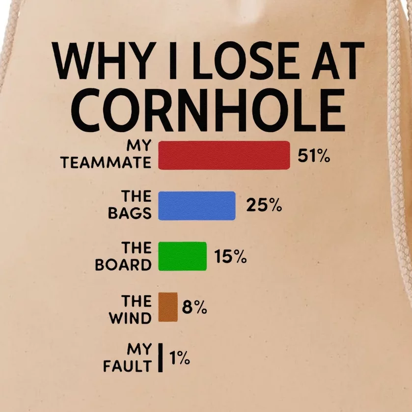 Why I Lose At Cornhole My Teammate 51 The Bags 25 Drawstring Bag