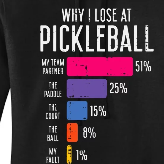 Why I Lose At Pickleball Funny Pickle Ball Women's Pullover Hoodie