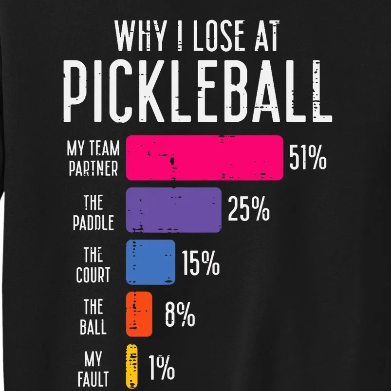 Why I Lose At Pickleball Funny Pickle Ball Tall Sweatshirt