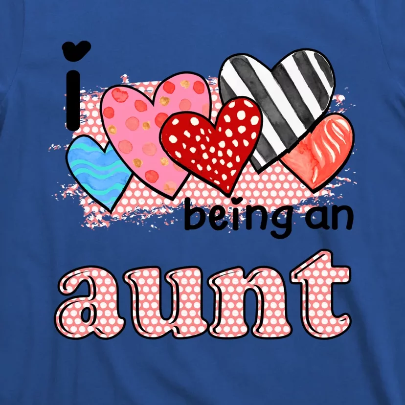 Wo I Love Being An Aunt Cute Hearts Aunt Gift T-Shirt