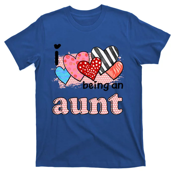 Wo I Love Being An Aunt Cute Hearts Aunt Gift T-Shirt