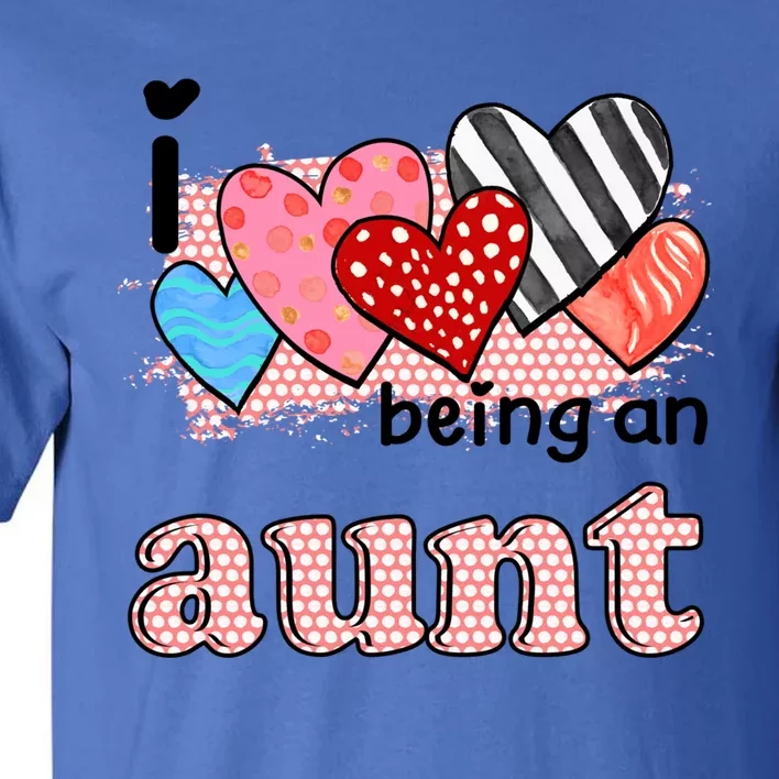 Wo I Love Being An Aunt Cute Hearts Aunt Gift Tall T-Shirt