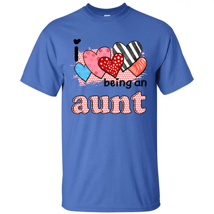 Wo I Love Being An Aunt Cute Hearts Aunt Gift Tall T-Shirt