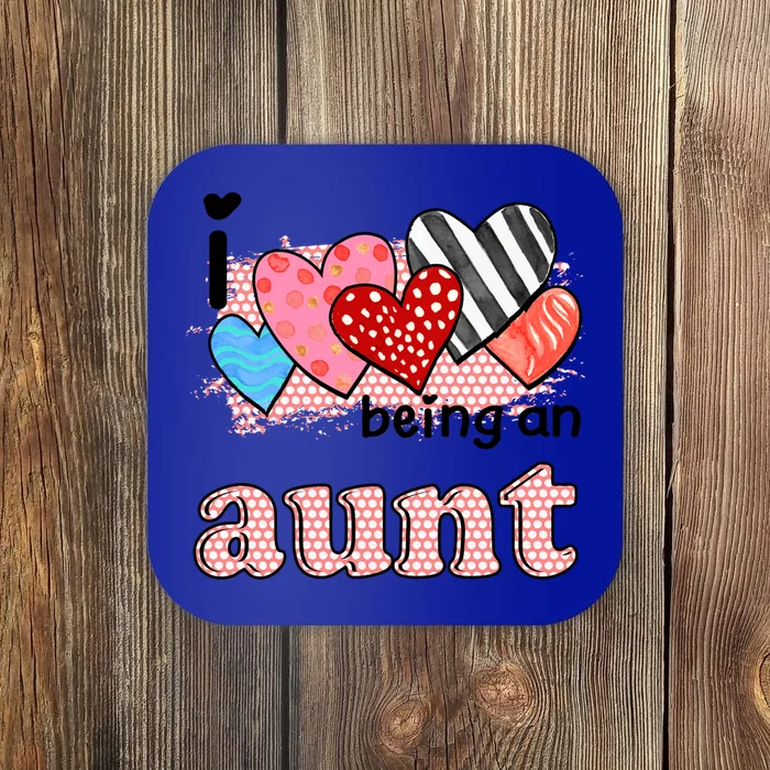 Wo I Love Being An Aunt Cute Hearts Aunt Gift Coaster