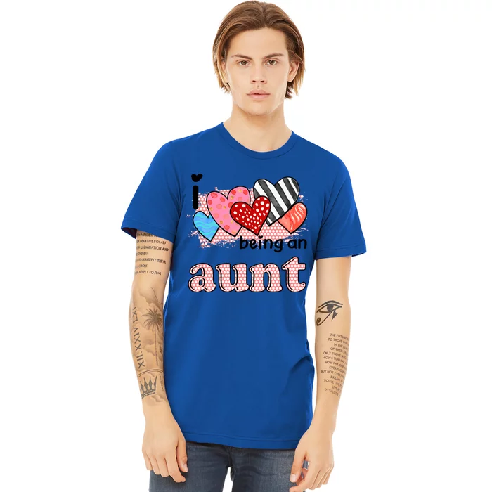 Wo I Love Being An Aunt Cute Hearts Aunt Gift Premium T-Shirt