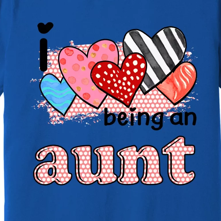 Wo I Love Being An Aunt Cute Hearts Aunt Gift Premium T-Shirt