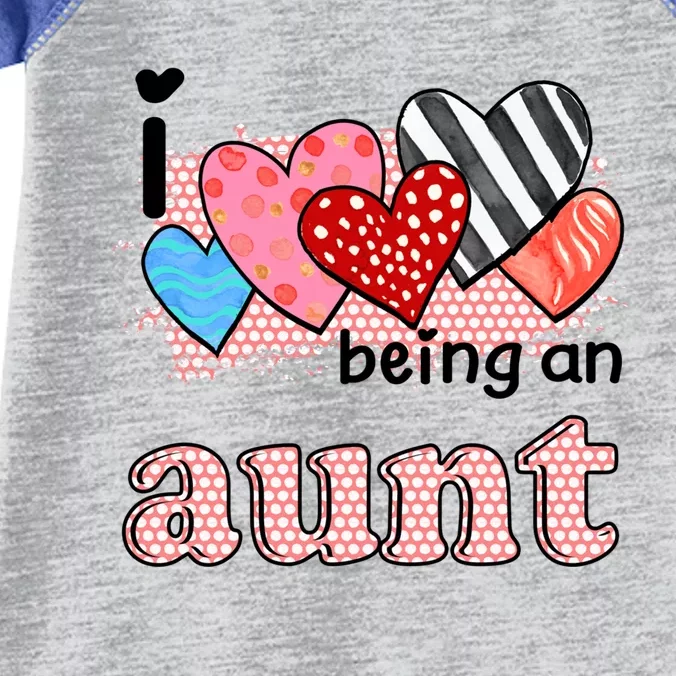 Wo I Love Being An Aunt Cute Hearts Aunt Gift Infant Baby Jersey Bodysuit