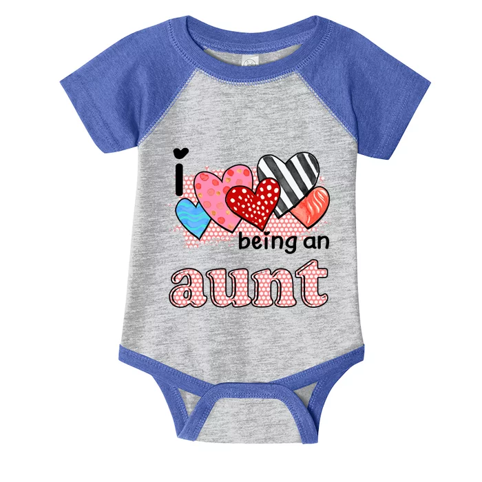 Wo I Love Being An Aunt Cute Hearts Aunt Gift Infant Baby Jersey Bodysuit