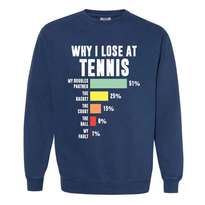 Why I Lose At Tennis, Funny Tennis Player Garment-Dyed Sweatshirt