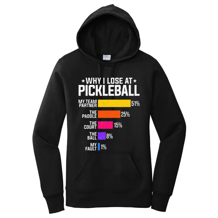 Why I Lose At Pickleball Humor Funny Pickleballers Women's Pullover Hoodie