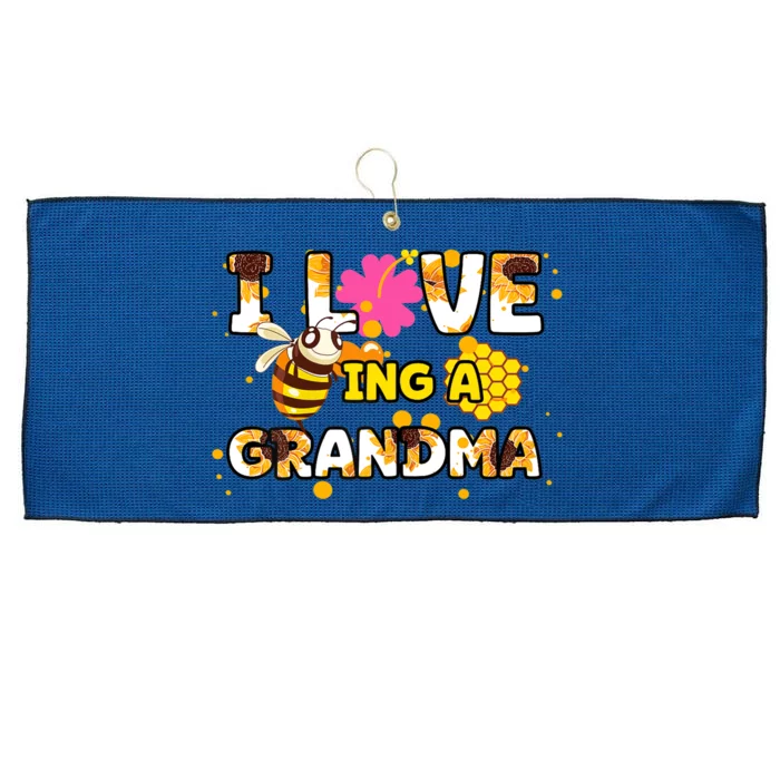 Womens I Love Being A Grandma Sunflower Bee Mother's Day Cute Cool Large Microfiber Waffle Golf Towel