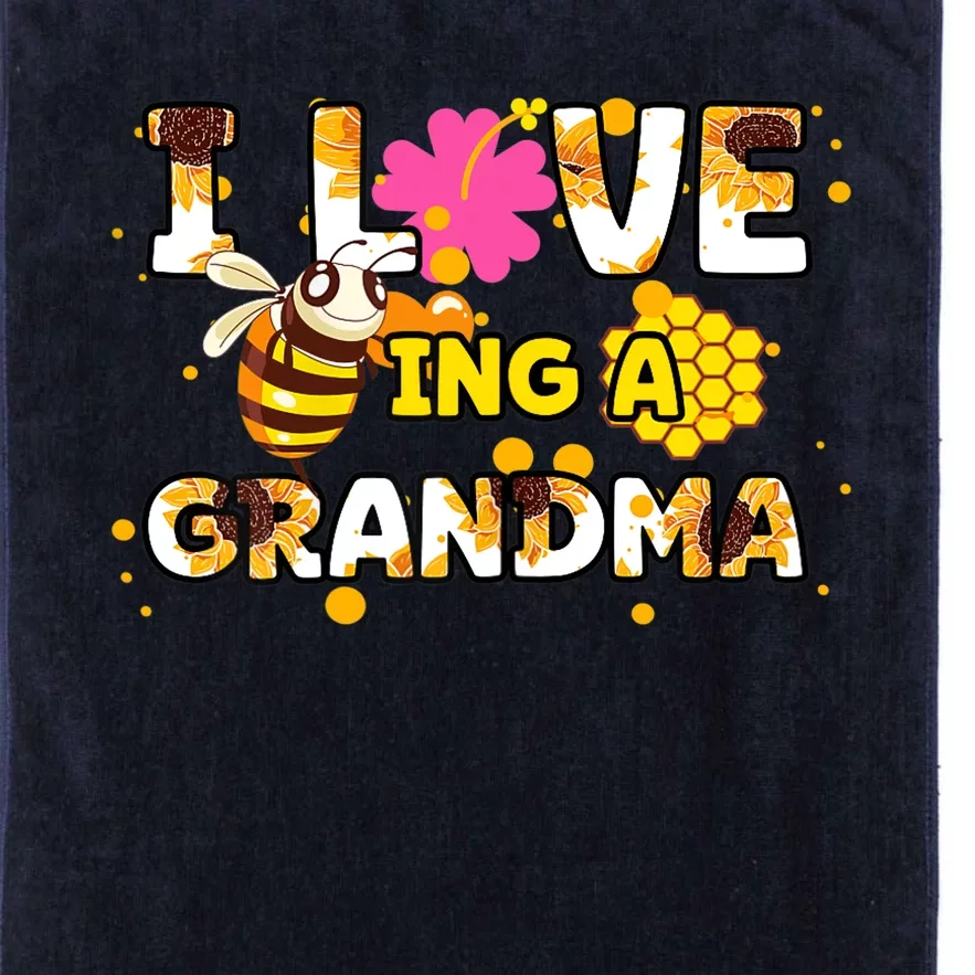 Womens I Love Being A Grandma Sunflower Bee Mother's Day Cute Cool Platinum Collection Golf Towel