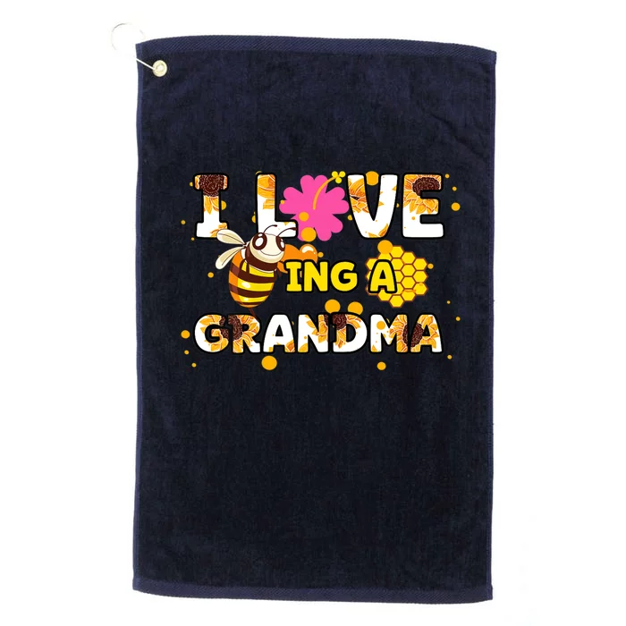 Womens I Love Being A Grandma Sunflower Bee Mother's Day Cute Cool Platinum Collection Golf Towel