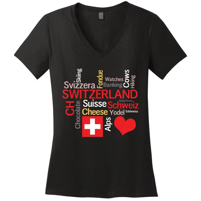 Why I Love Switzerland Women's V-Neck T-Shirt