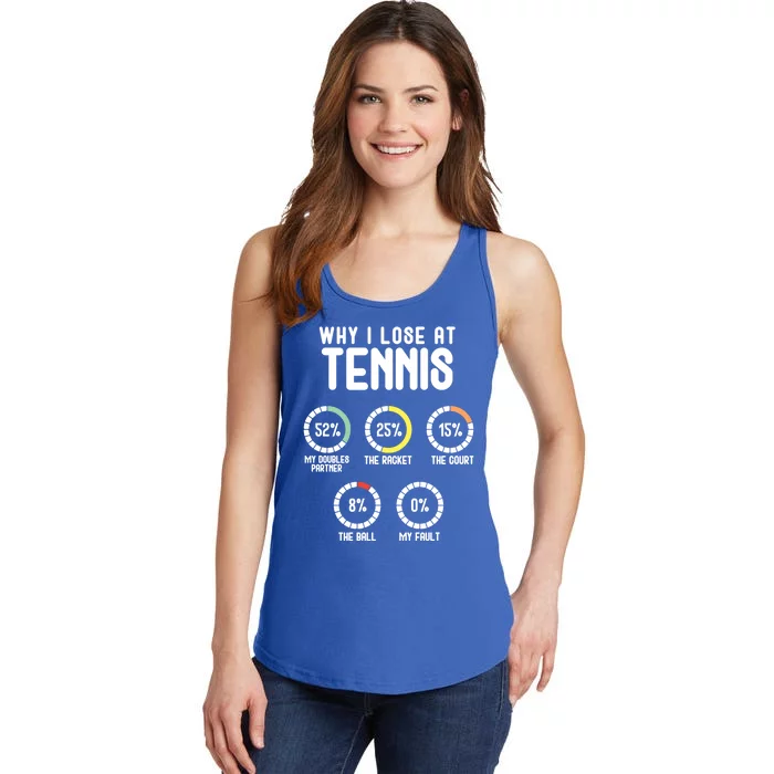 Why I Lose At Tennis Cute Percentage Tennis Player Gift Ladies Essential Tank