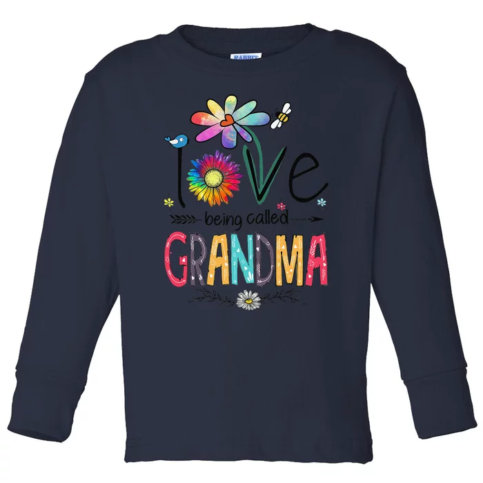 Womens I Love Being Called Grandma Daisy Flower Cute Mother's Day Toddler Long Sleeve Shirt