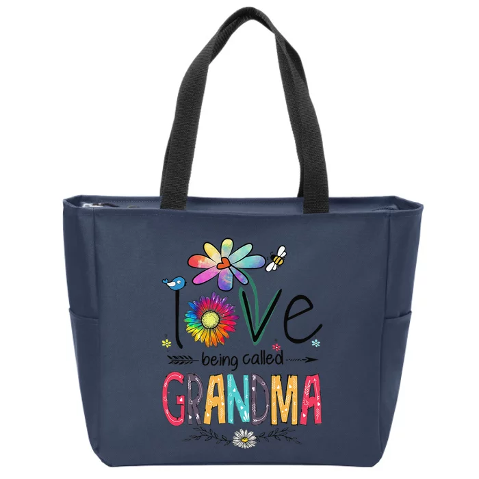 Womens I Love Being Called Grandma Daisy Flower Cute Mother's Day Zip Tote Bag