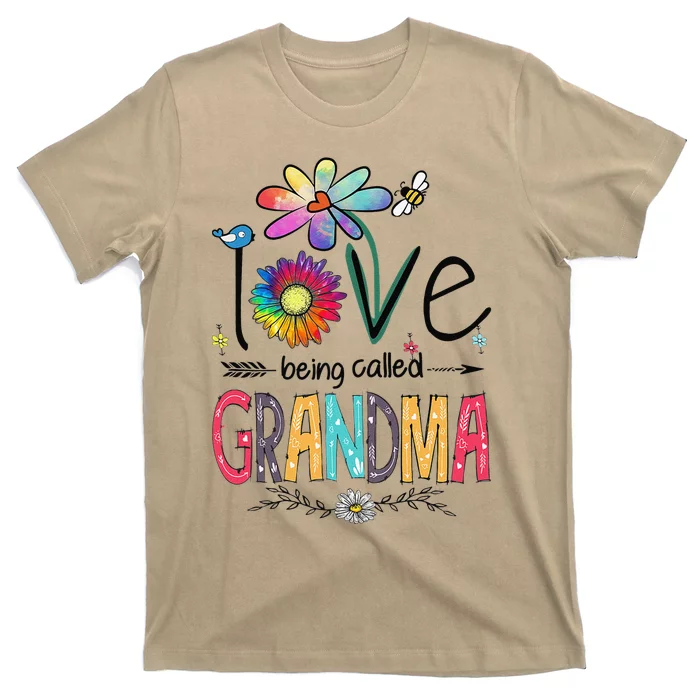 Womens I Love Being Called Grandma Daisy Flower Cute Mother's Day T-Shirt