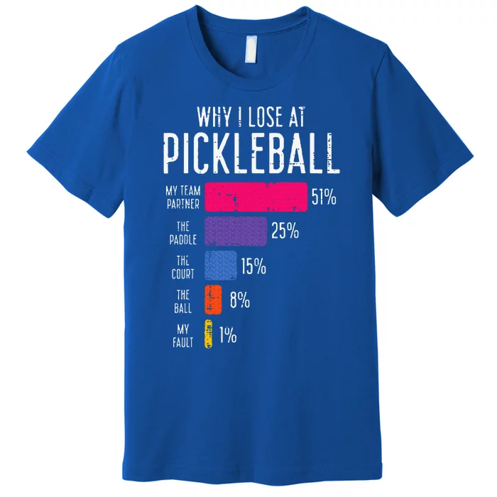 Why I Lose At Pickleball Premium T-Shirt